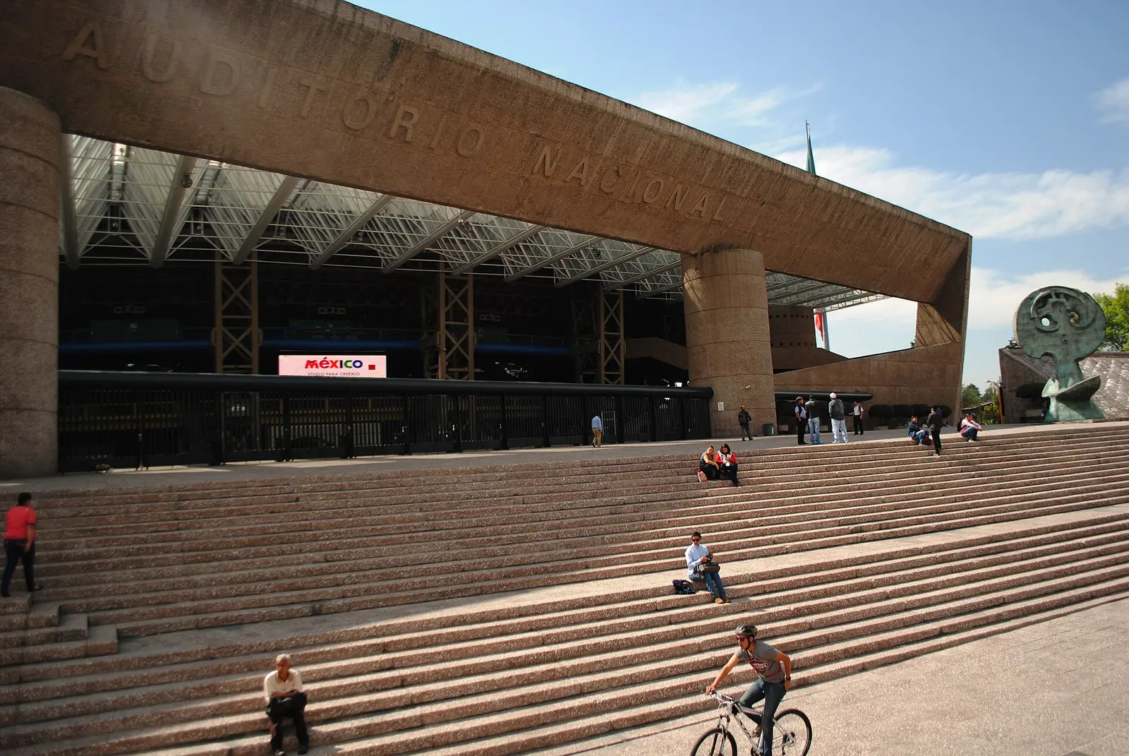 Concrete facade and broad steps of the Auditorio Nacional in Mexico City