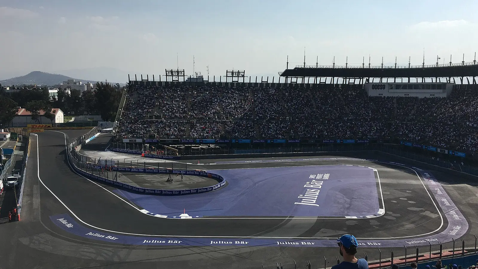 Formula E circuit through the Foro Sol stadium with grandstands in Mexico City, 2018